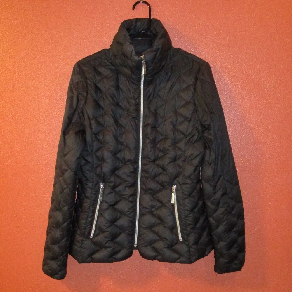 Betsey Johnson Coat Woman Small Black Full Zip Pockets Feather Down Winter Coat